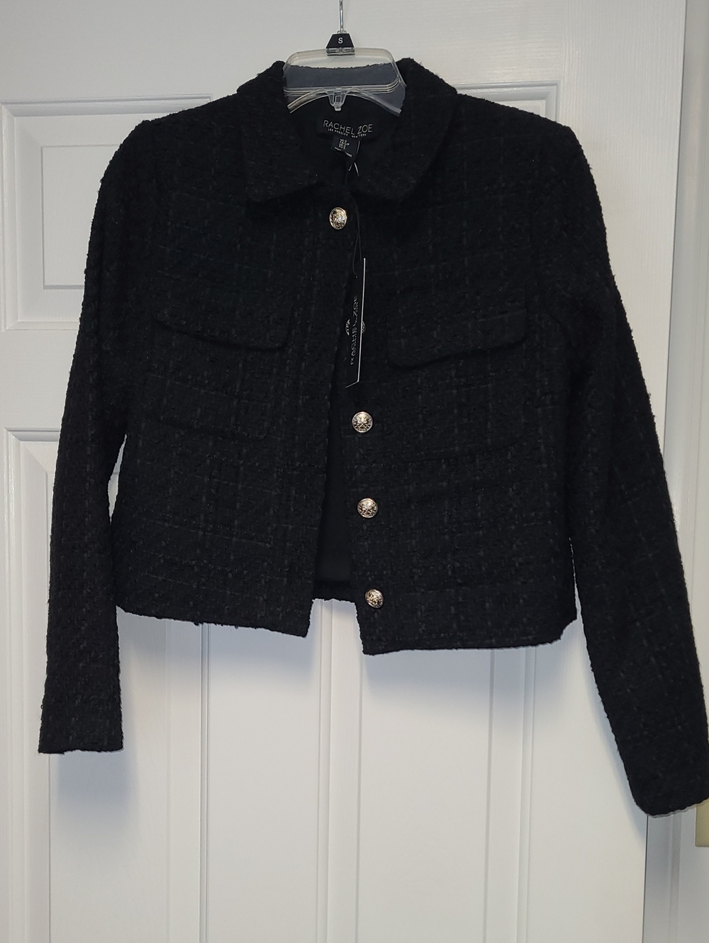 NWT Tweed Lined Jacket Black Small Rachel Zoe